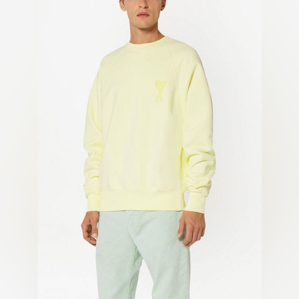 NWT AMI PARIS Ami de Coeur Sweatshirt in Light Yellow Size Small